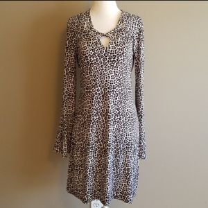 MICHAL KORS animal print Bell sleeve dress size small